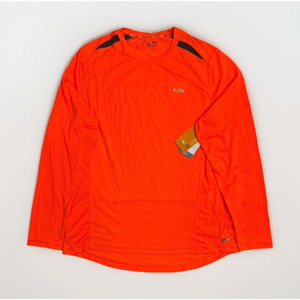 Champion Performance Running Duo Dry Long Sleeve Orange Reflective Mens Large